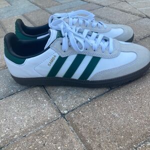 Adidas Samba White and Dark Green Shoes